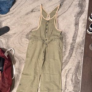 Khaki/Olive Button-Up Overalls